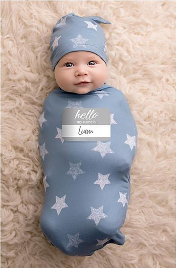 Itzy Ritzy Star Print Cap & Cocoon Set - Blue Stars