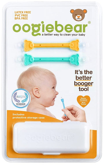Oogiebear 2-Pack Infant Nose & Ear Cleaner with Case in Orange/Seafoam Green